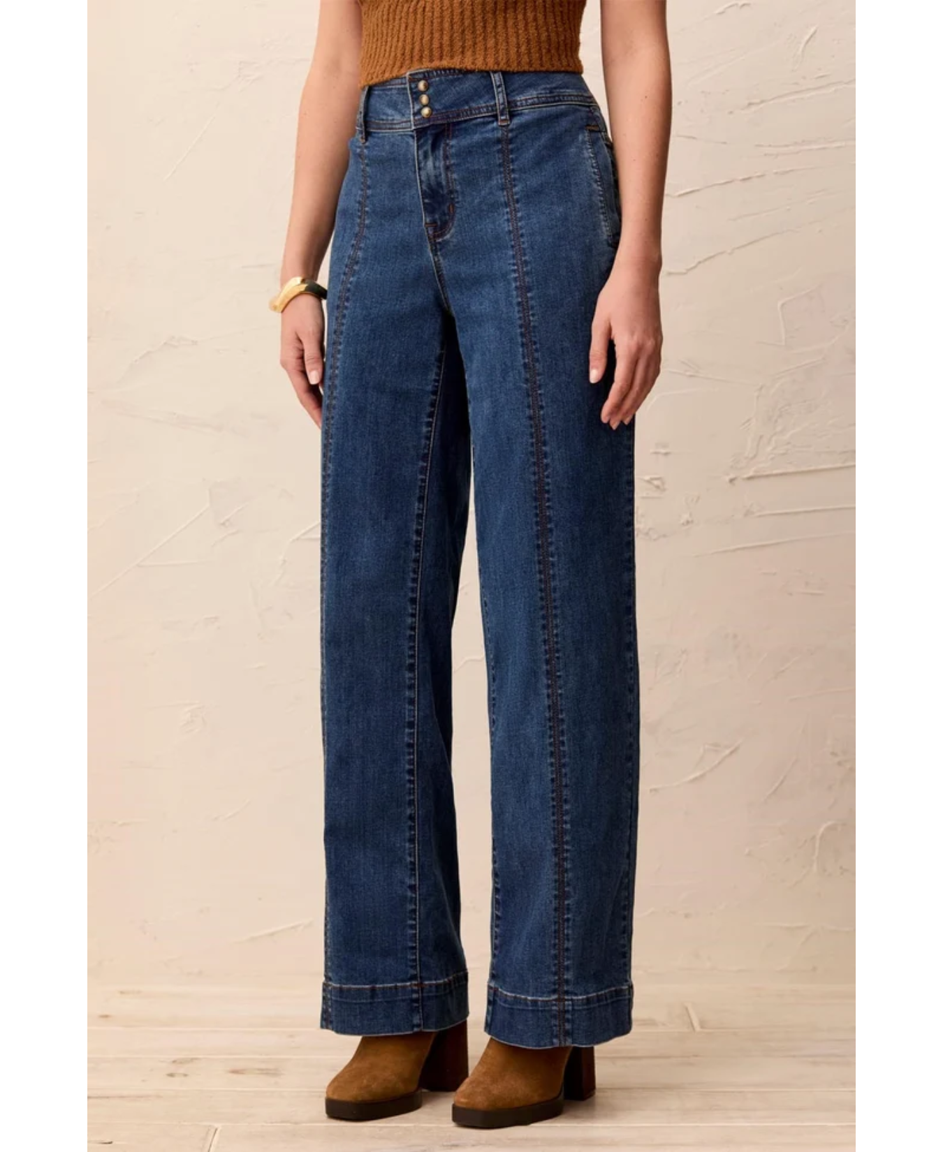 Audry Hugging Wide Denim Trouser-Tribal-6232O-2020