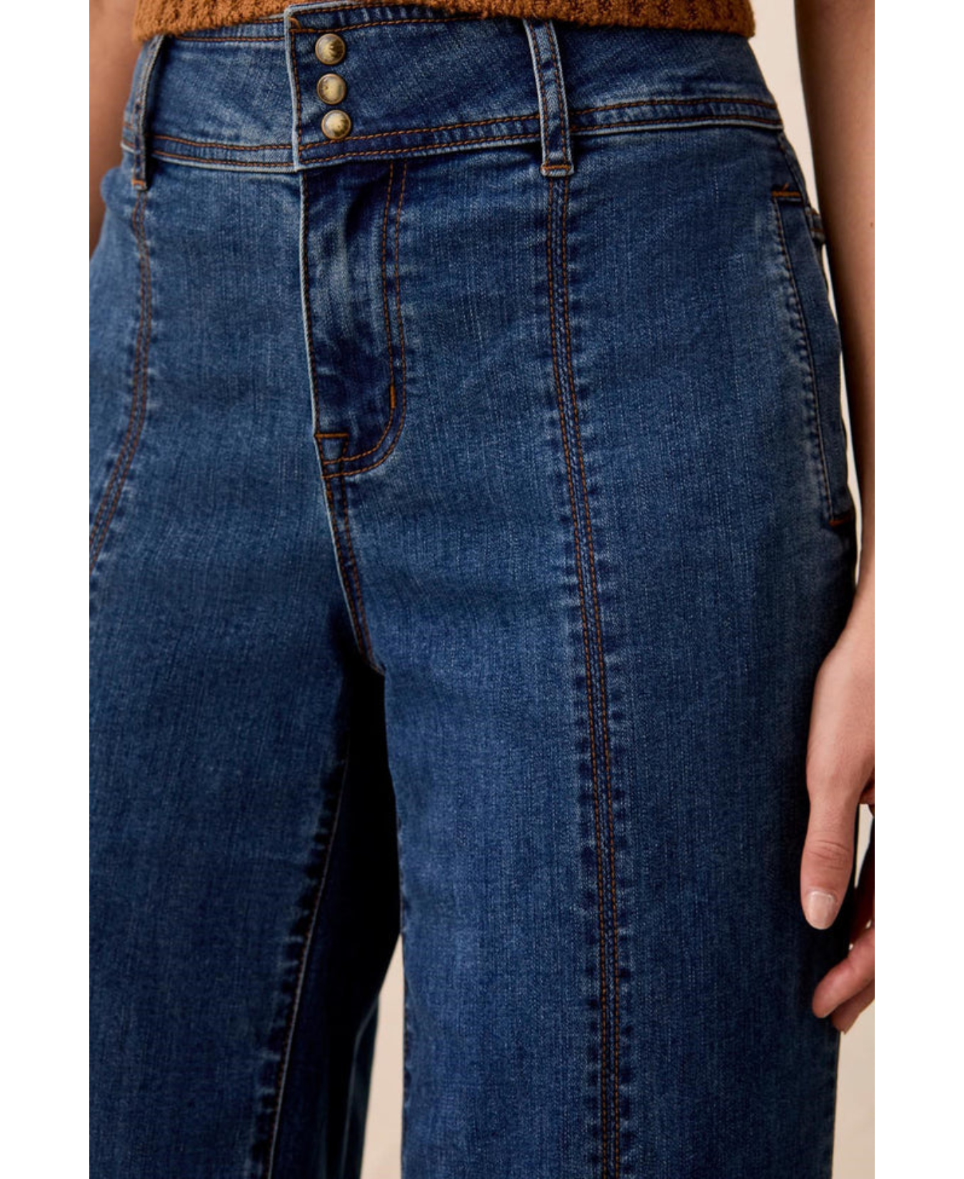 Audry Hugging Wide Denim Trouser-Tribal-6232O-2020