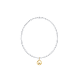 Classic Mixed Metal 2mm Bracelet - Classic Gold 8mm Charm