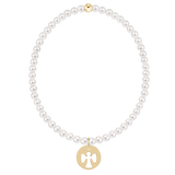 egirl classic pearl 3mm bracelet - guardian angel gold disc