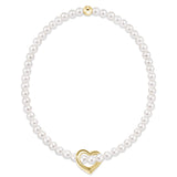 egirl classic pearl 3mm bracelet - love gold charm