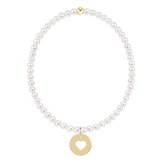 egirl classic pearl 3mm bracelet - love gold disc