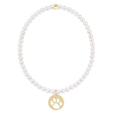 egirl classic pearl 3mm bracelet - paw print gold disc