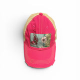 Distressed Designer Scarf Baseball Hat