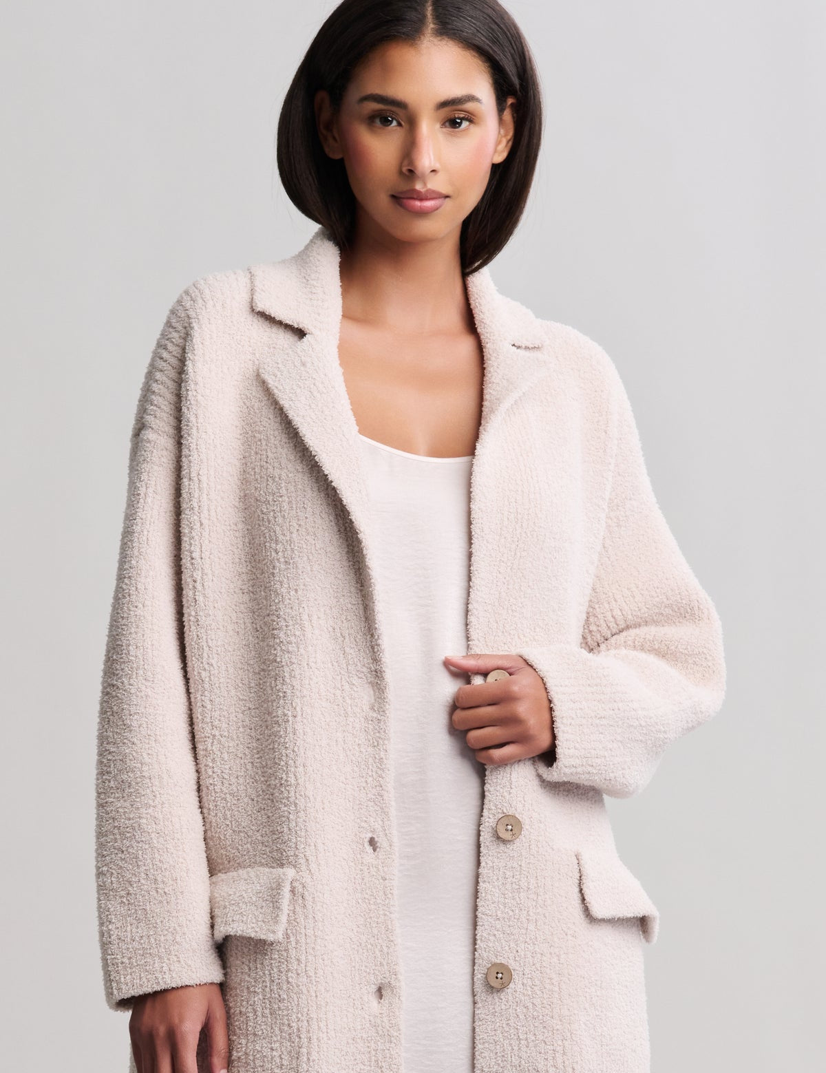 CozyChic Rib Oversized Notch Collar Blazer