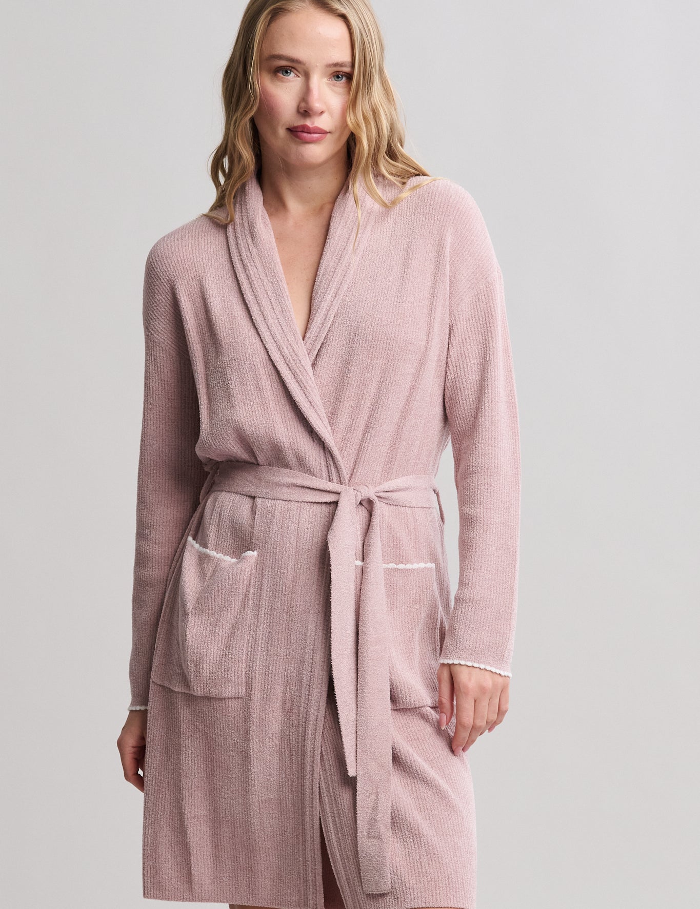 CCUL Contrast Scallop Ribbed Robe