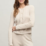 CCUL Pointelle Rib Ruffle Front Cardigan