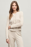 CCUL Pointelle Rib Ruffle Front Cardigan
