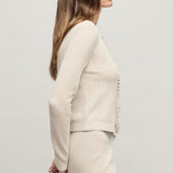 CCUL Pointelle Rib Ruffle Front Cardigan
