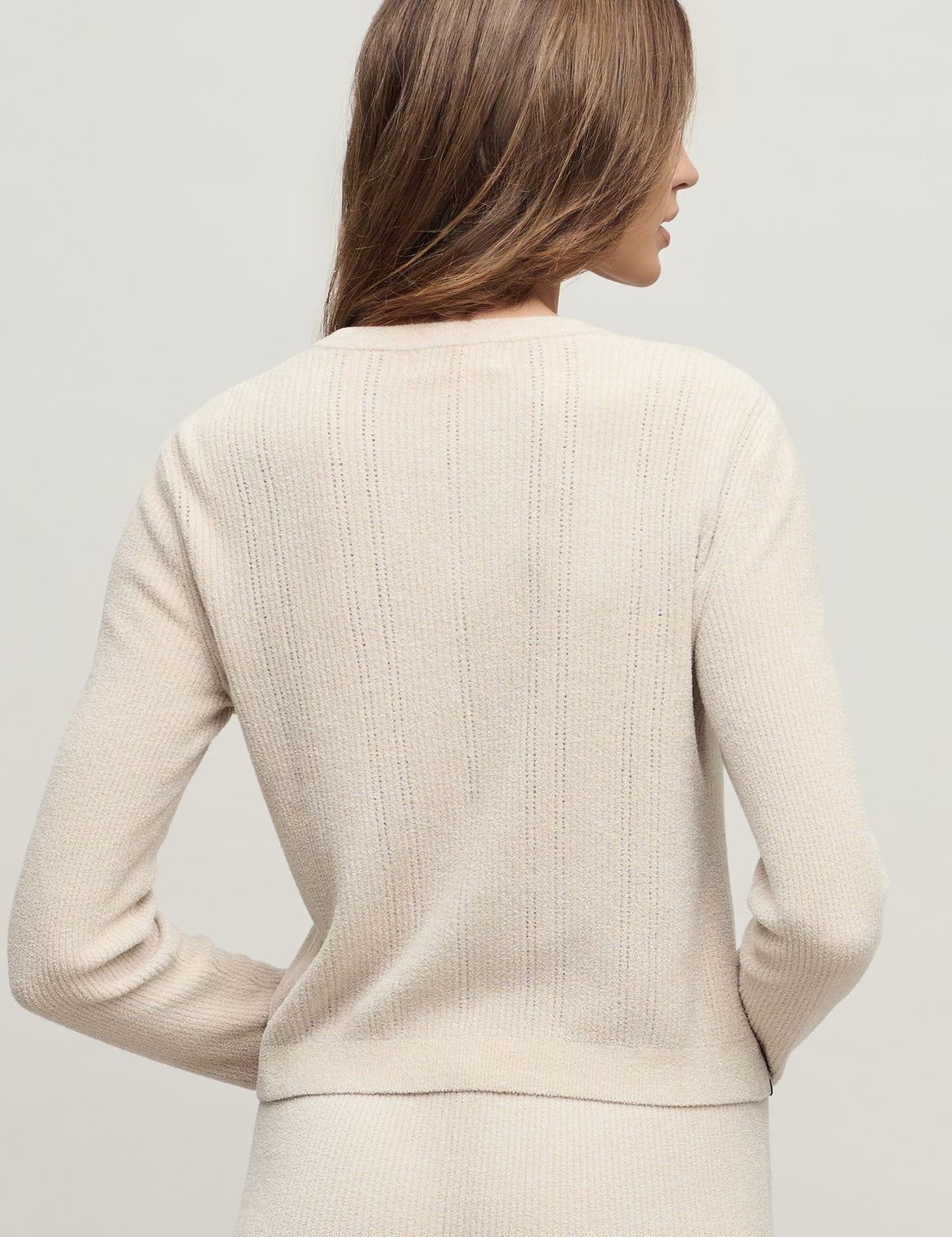 CCUL Pointelle Rib Ruffle Front Cardigan