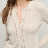 CCUL Pointelle Rib Ruffle Front Cardigan