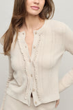 CCUL Pointelle Rib Ruffle Front Cardigan