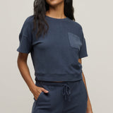 Brushed Fleece Short  Sleeve Dropped Shoulder Pullover | Pink Sand