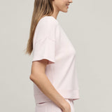 Brushed Fleece Short  Sleeve Dropped Shoulder Pullover | Pink Sand