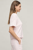 Brushed Fleece Short  Sleeve Dropped Shoulder Pullover | Pink Sand