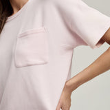 Brushed Fleece Short  Sleeve Dropped Shoulder Pullover | Pink Sand