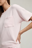 Brushed Fleece Short  Sleeve Dropped Shoulder Pullover | Pink Sand