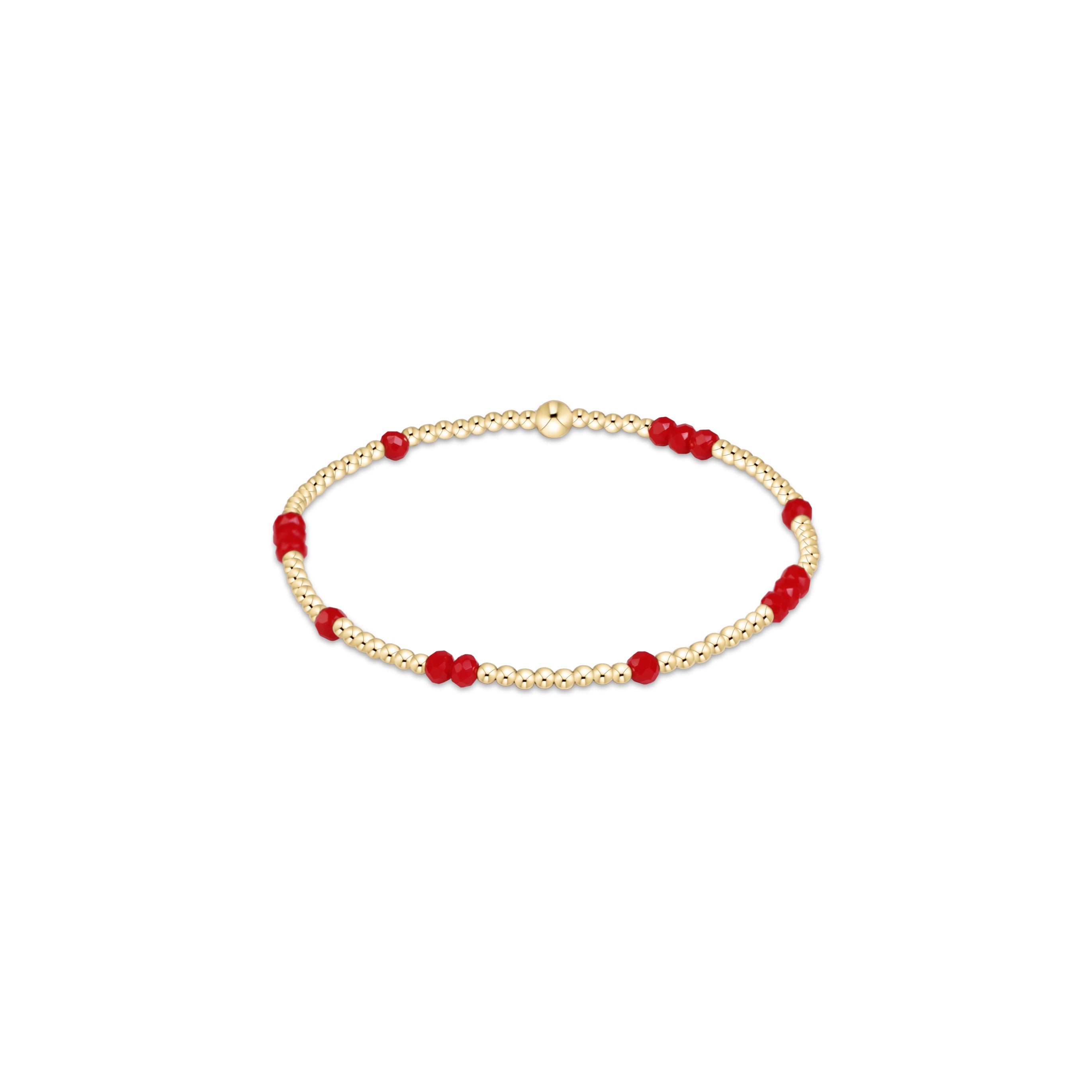 a gold and red beaded bracelet