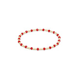a red and gold beaded bracelet