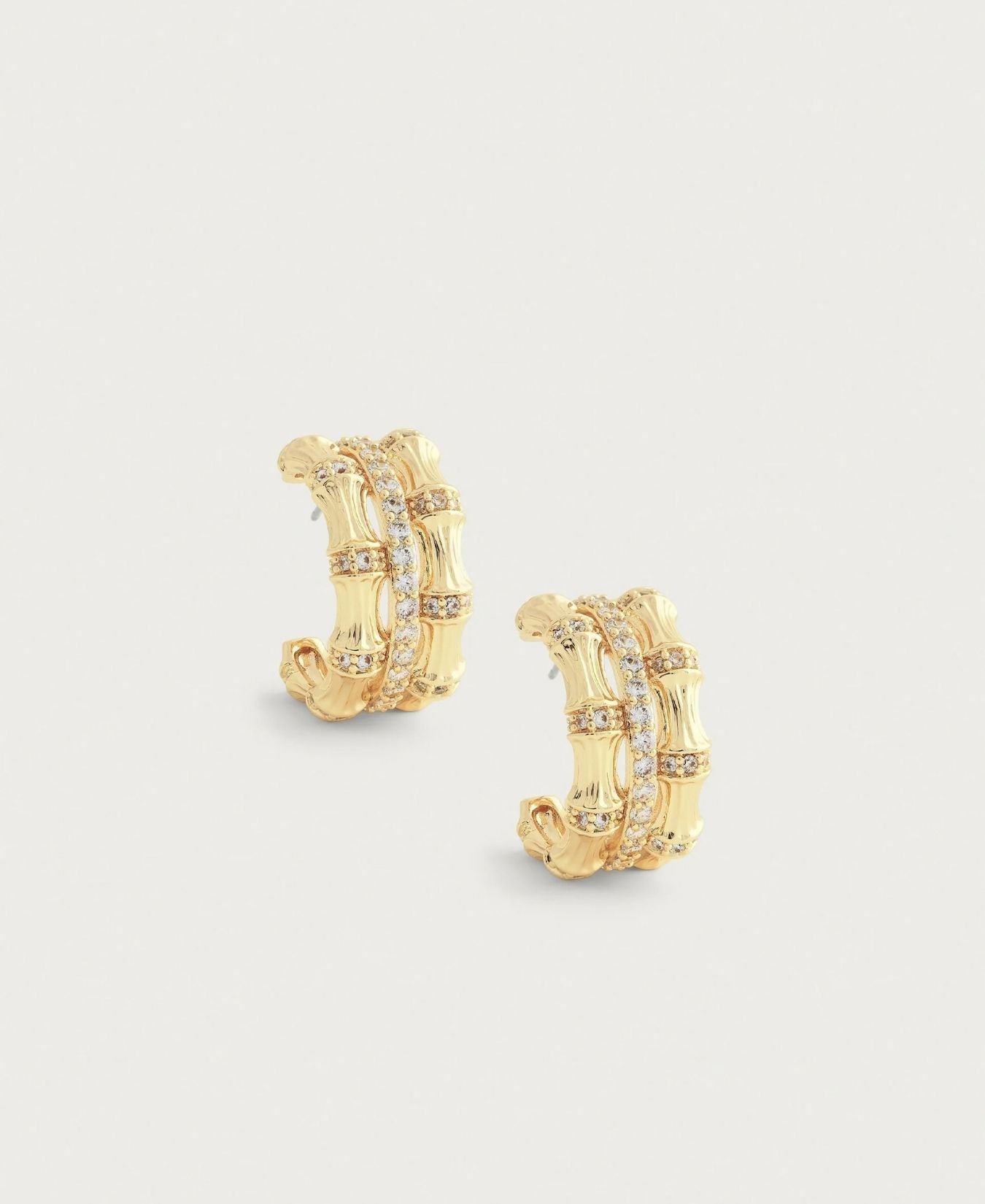 Bamboo Stacked Hoop Earrings-AnabelAram-14011117324