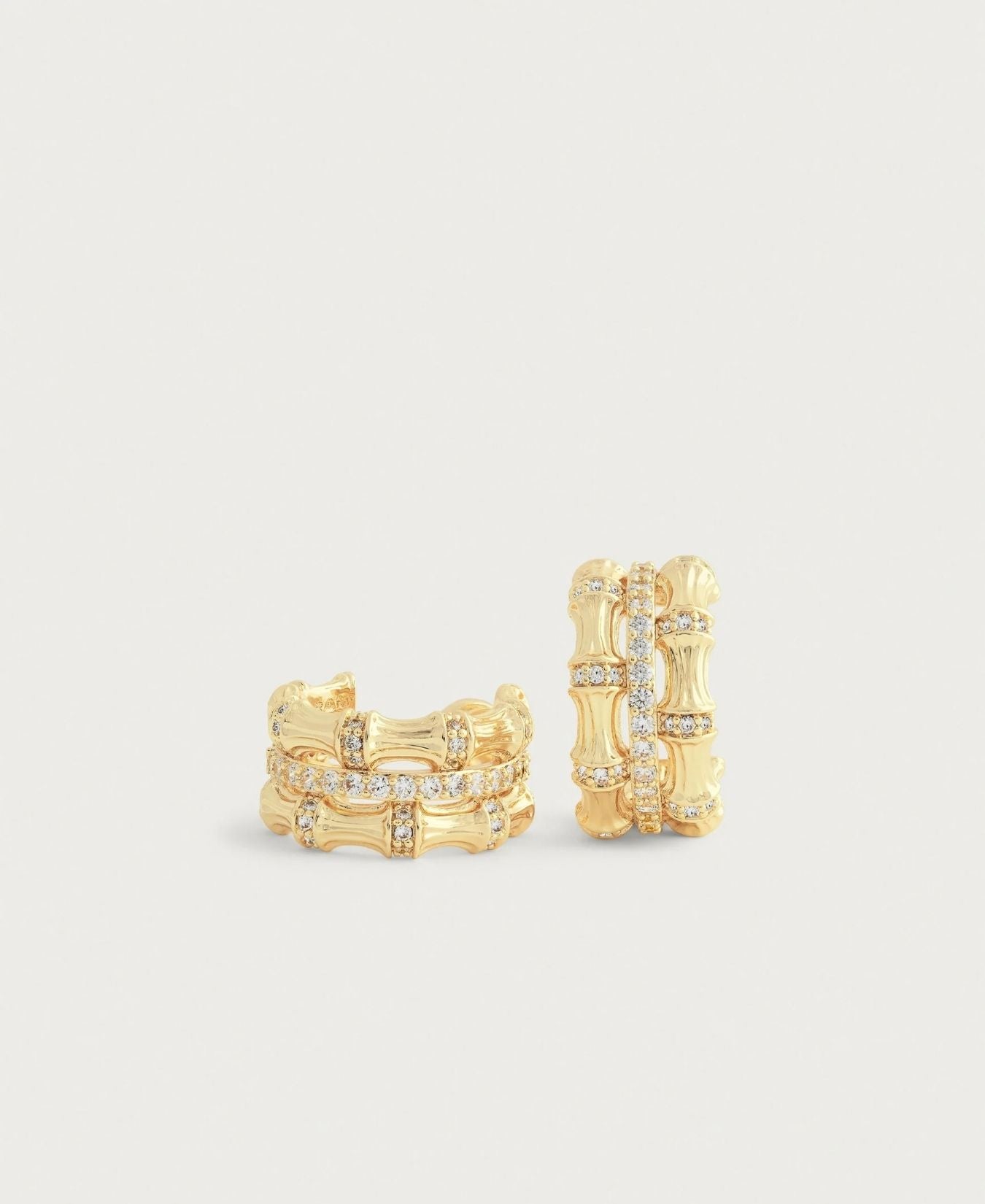 Bamboo Stacked Hoop Earrings-AnabelAram-14011117324