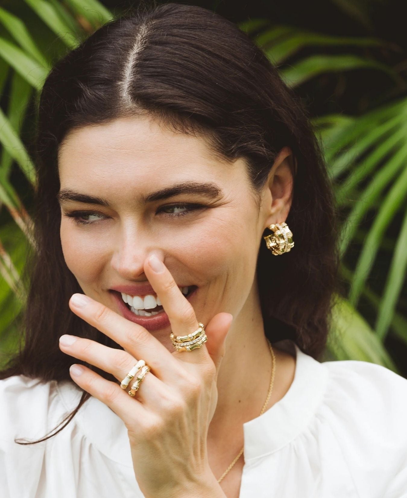 Bamboo Stacked Hoop Earrings-AnabelAram-14011117324