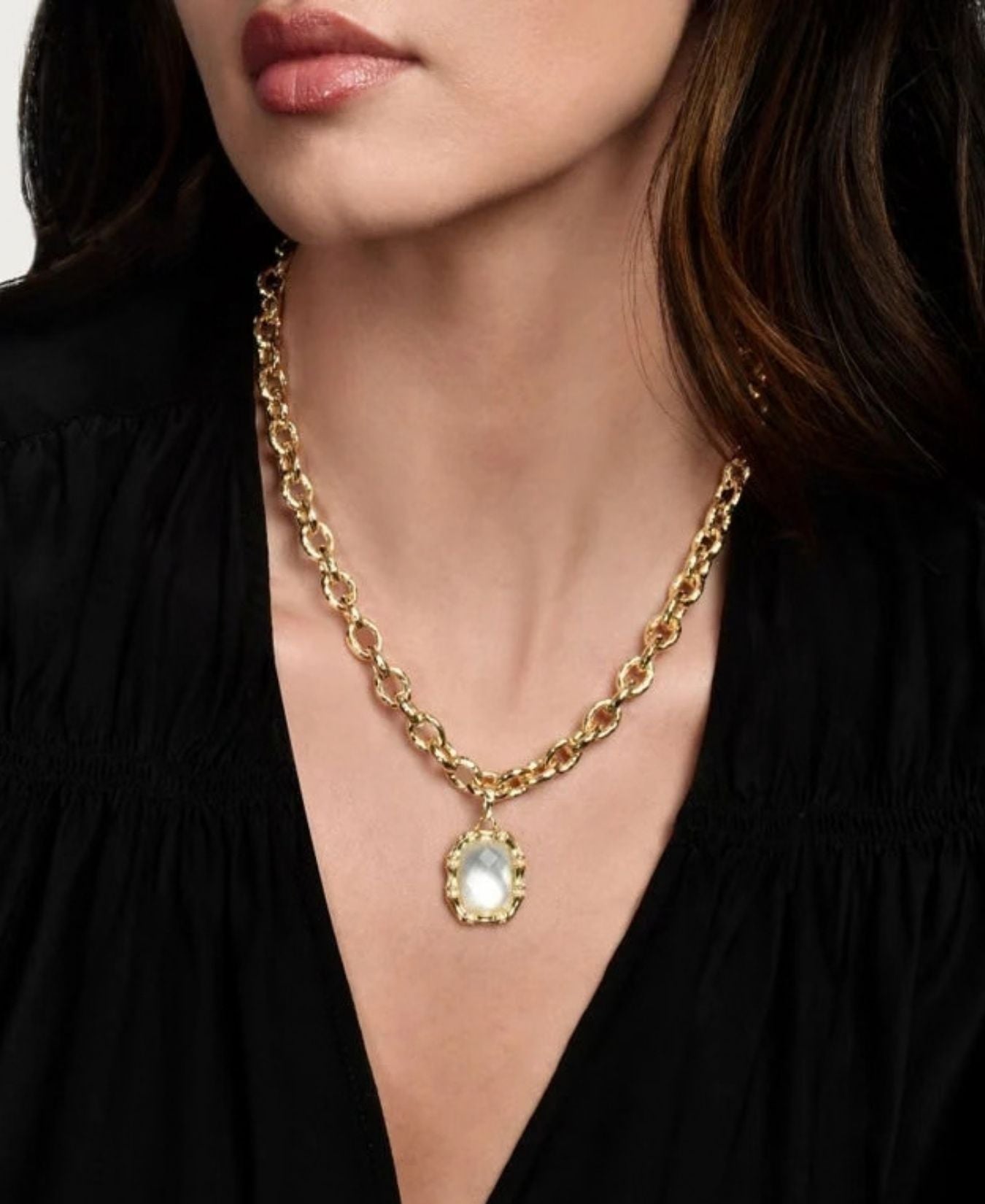 Bamboo With Stone Pendant Necklace-AnabelAram-13011109623