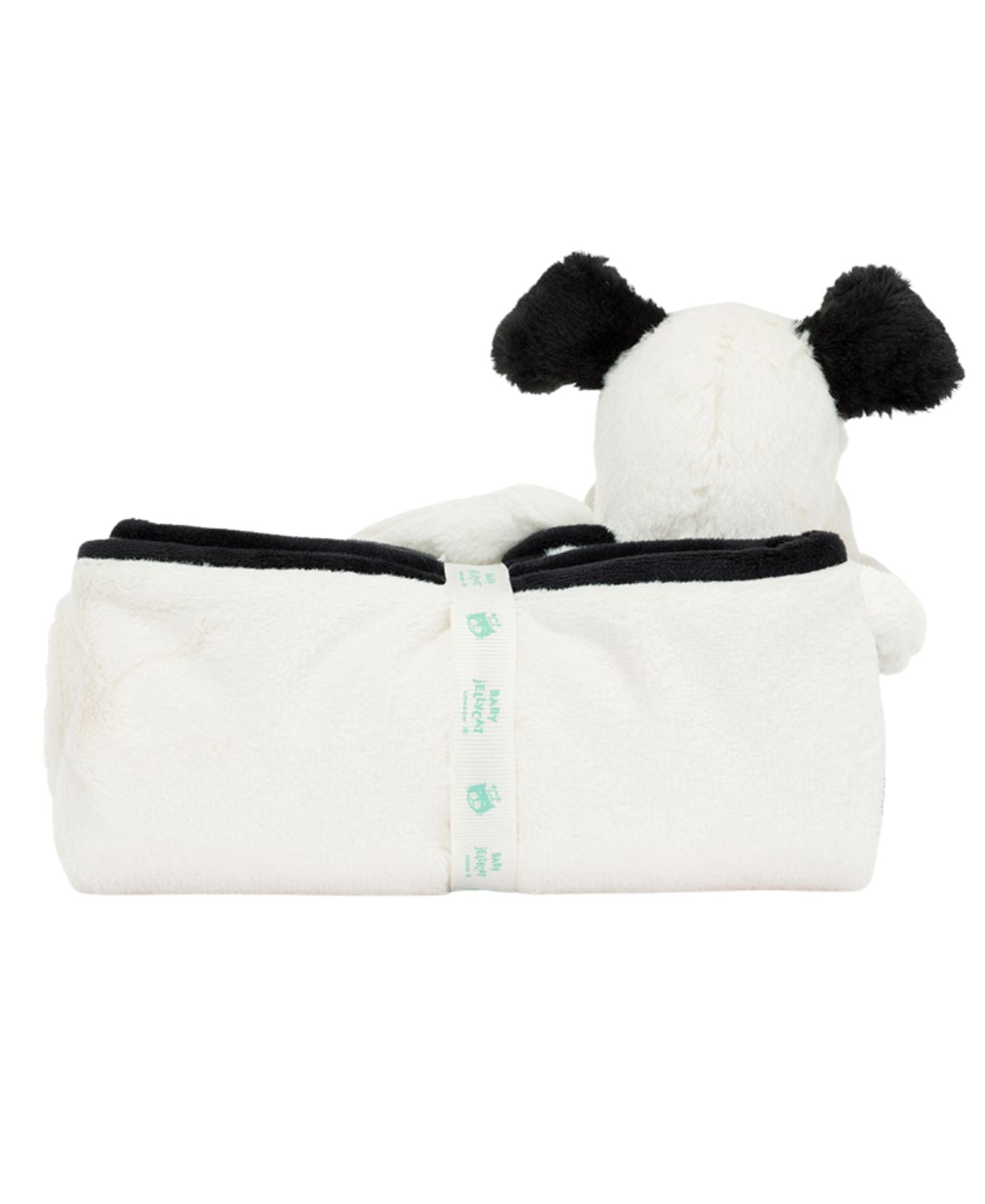 Bashful Black & Cream Puppy 'Rufferty' Blankie_Jellycat_BLNK4BCP