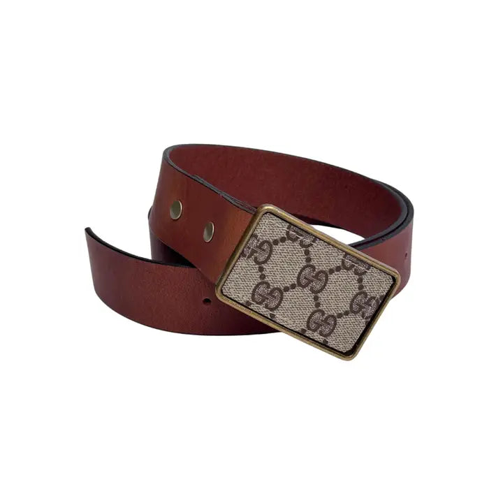 a brown belt with a buckle