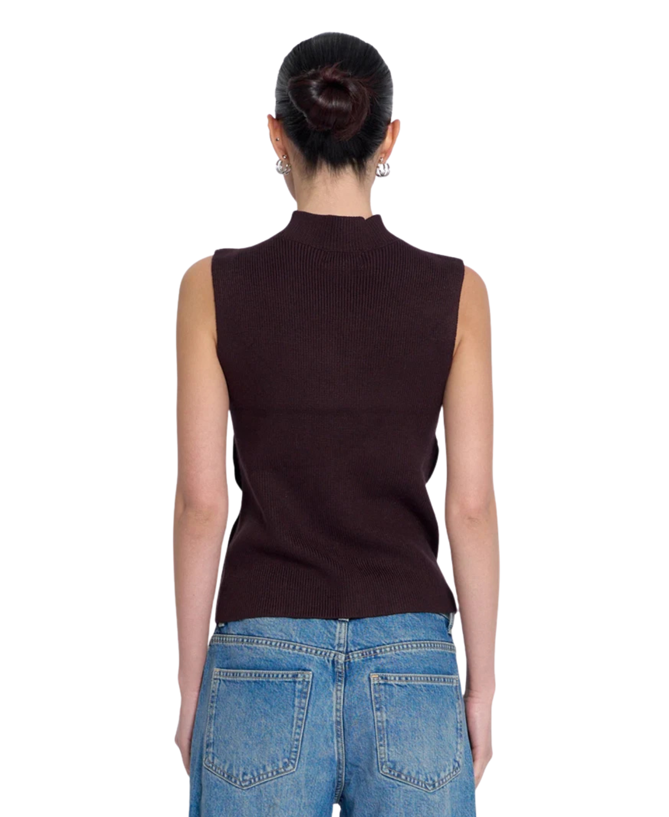 Birch Sleeveless Turtleneck With Button Detail_Central Park West_CF26-10698S-CHE