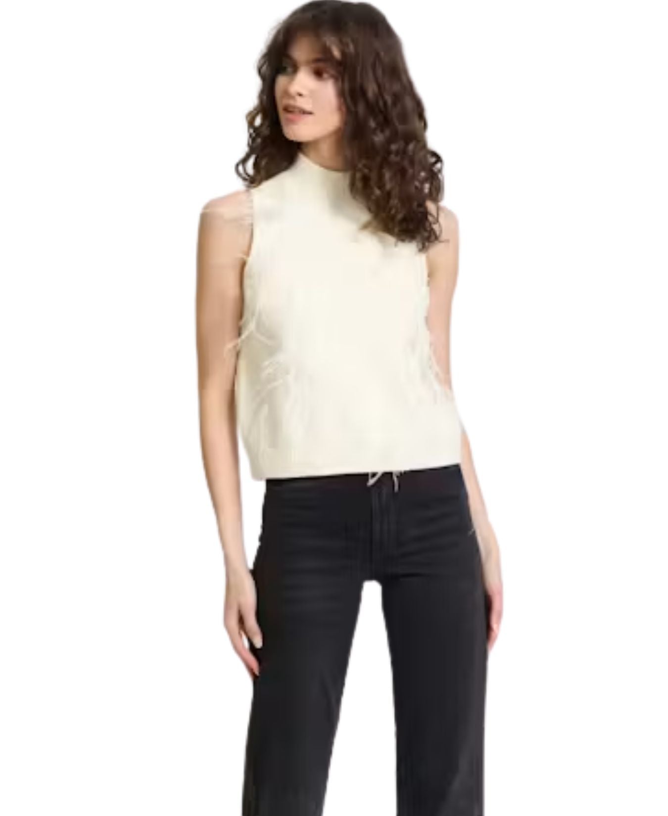 Blair-Marabou-cluster-Sleeveless-Mock Sweater-CentralParkWest-CH26-10853S