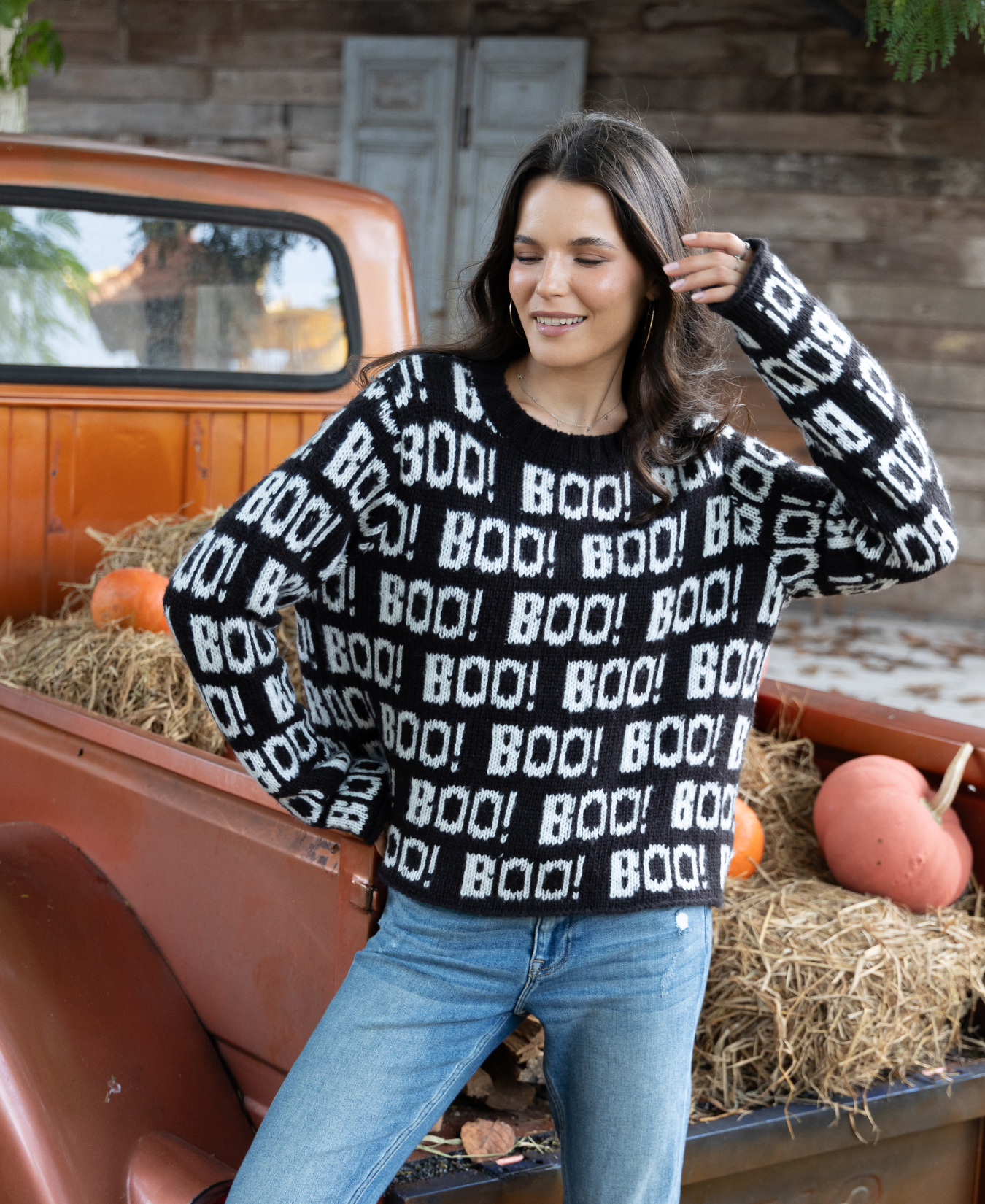 Boo Embroidered Crew Chunky Sweater_Wooden Ships_K57CPE3W693