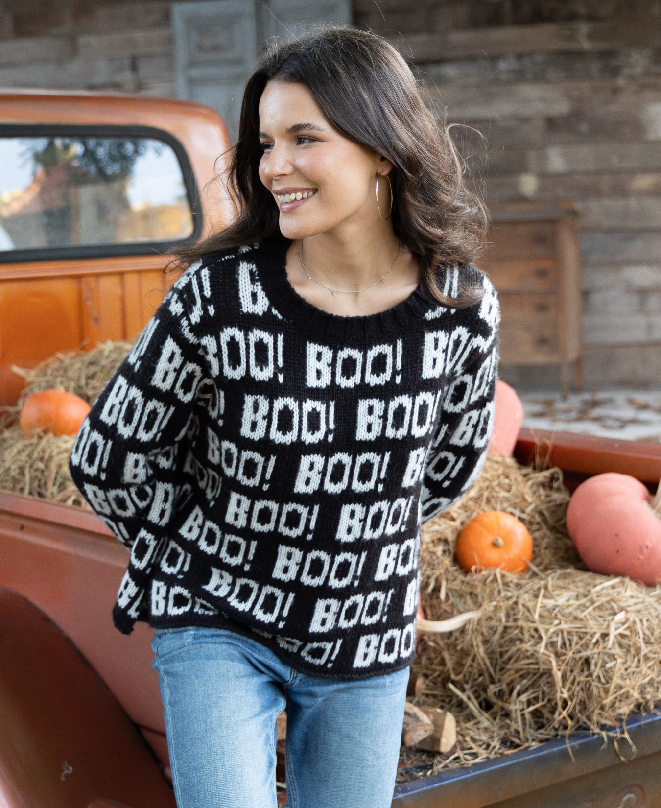 Boo Embroidered Crew Chunky Sweater_Wooden Ships_K57CPE3W693