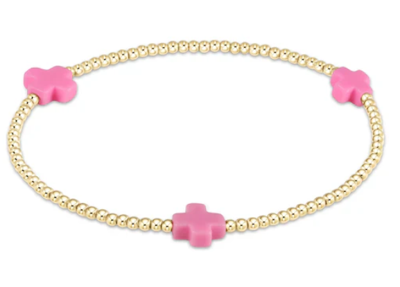 Signature Cross Small Gold 2mm Bead Bracelet