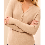 Brushed Waffle Knit Henley Long Sleeve Shirt-Tribal-5899O-5159