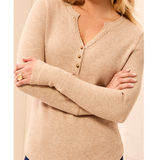 Brushed Waffle Knit Henley Long Sleeve Shirt-Tribal-5899O-5159