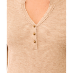 Brushed Waffle Knit Henley Long Sleeve Shirt-Tribal-5899O-5159