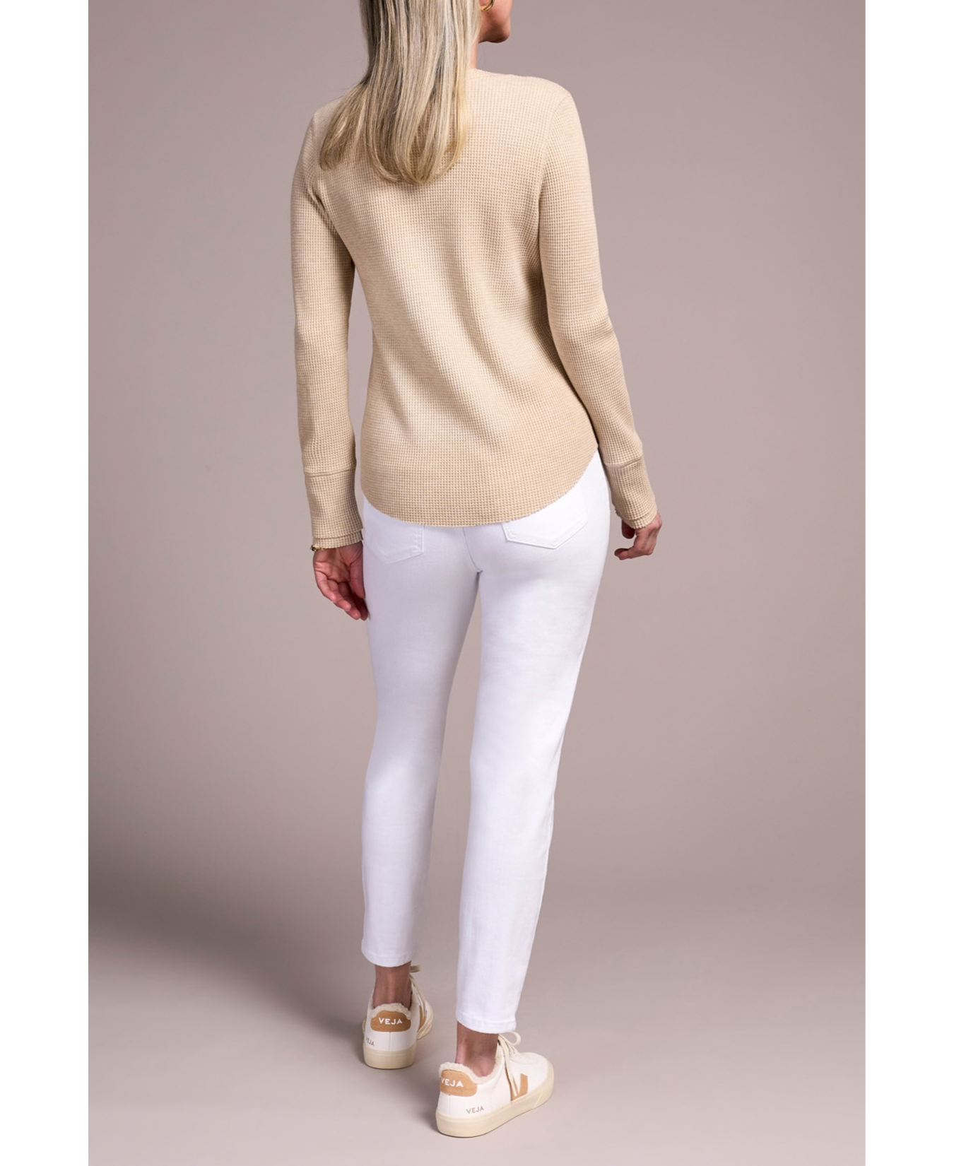 Brushed Waffle Knit Henley Long Sleeve Shirt-Tribal-5899O-5159