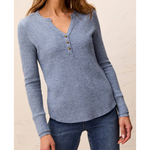 Brushed Waffle Knit Henley Long Sleeve Shirt-Tribal-5899O-5159
