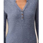 Brushed Waffle Knit Henley Long Sleeve Shirt-Tribal-5899O-5159