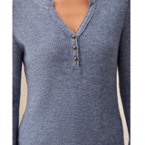 Brushed Waffle Knit Henley Long Sleeve Shirt-Tribal-5899O-5159