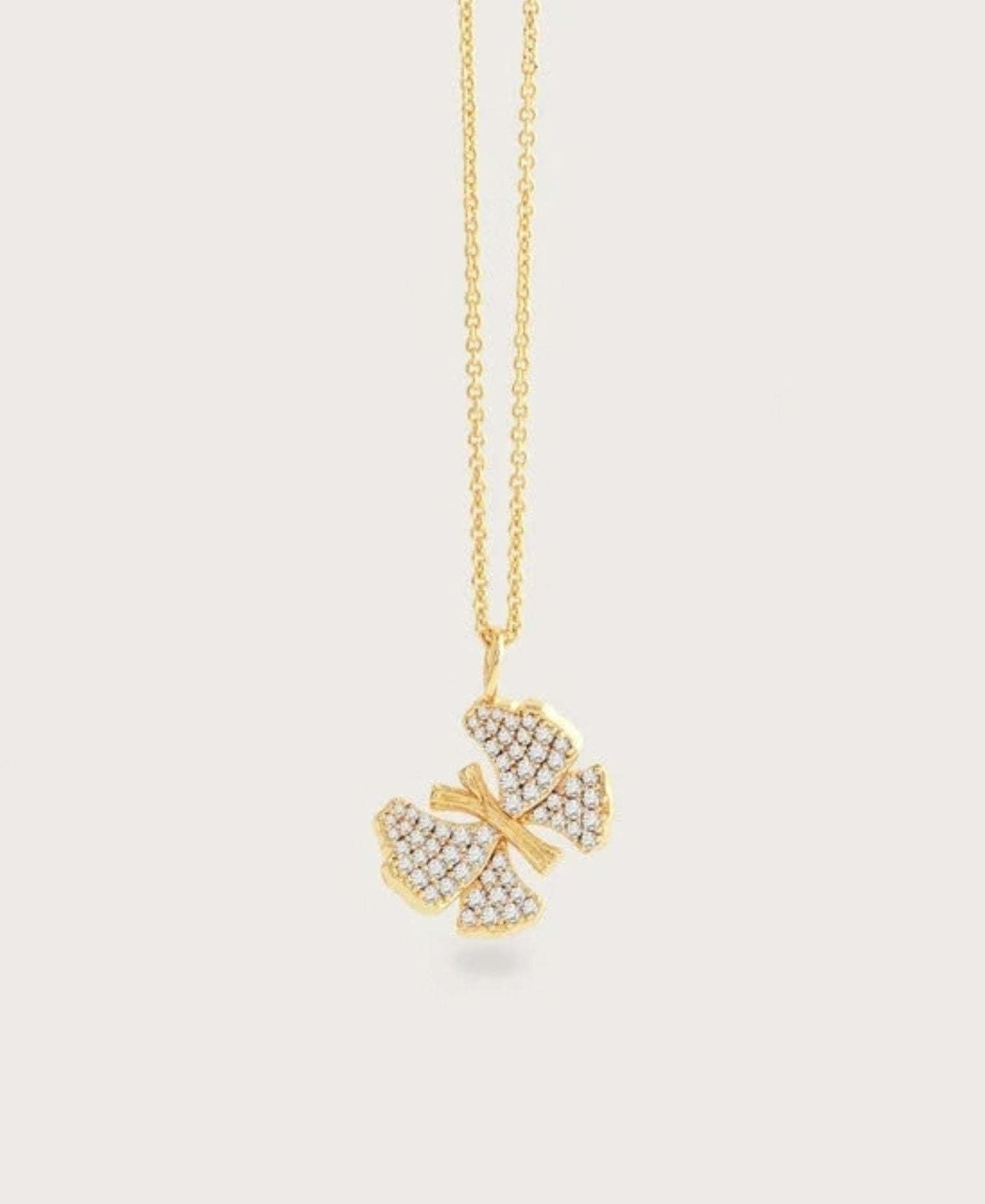 Butterfly White Pavé Small Necklace-AnabelAram-13021114324