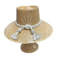 Natural Palm Hat | White & Gold Stitching