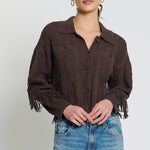 PHOEBE CABLE FRINGE SWEATER CARDIGAN