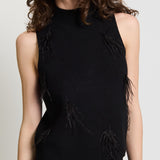 BLAIR MARABOU CLUSTER SLEEVELESS MOCK