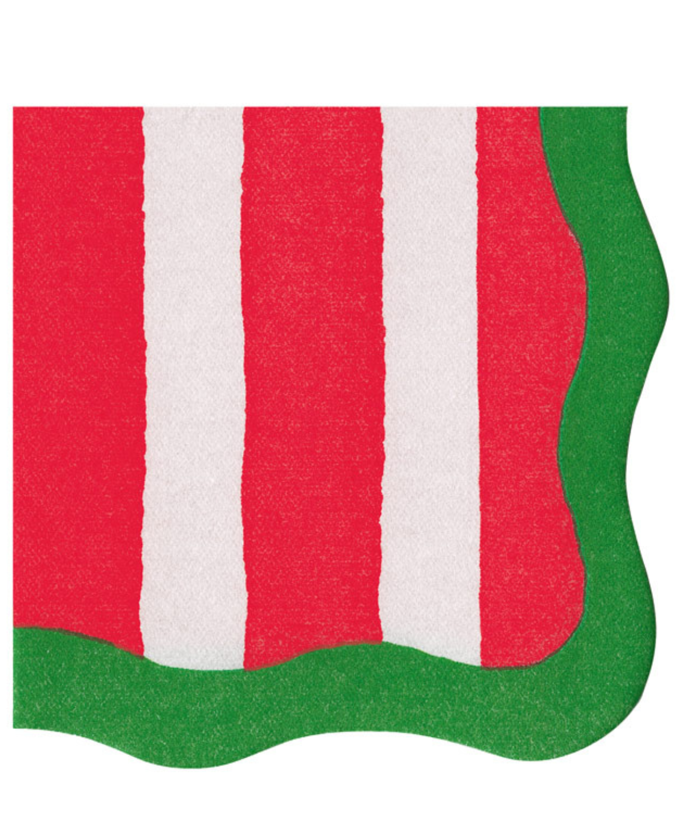 Cafe Stripe Scallop Red/green Paper Linen Die Cut Cocktail Napkin - 15 Count_Caspari_19054CGDC-RED