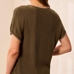 Cap Sleeve Crew Neck Sweater With Tiping_Tribal_3203O-8286