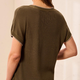 Cap Sleeve Crew Neck Sweater With Tiping_Tribal_3203O-8286