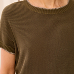 Cap Sleeve Crew Neck Sweater With Tiping_Tribal_3203O-8286