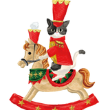 Cat And Rocking Horse Die Cut Gift Tag - 4 Per Package_Caspari_TAG10185-RED